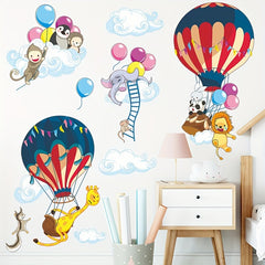 2pcs Animal Hot Air Balloon Wall Stickers Home Decoration