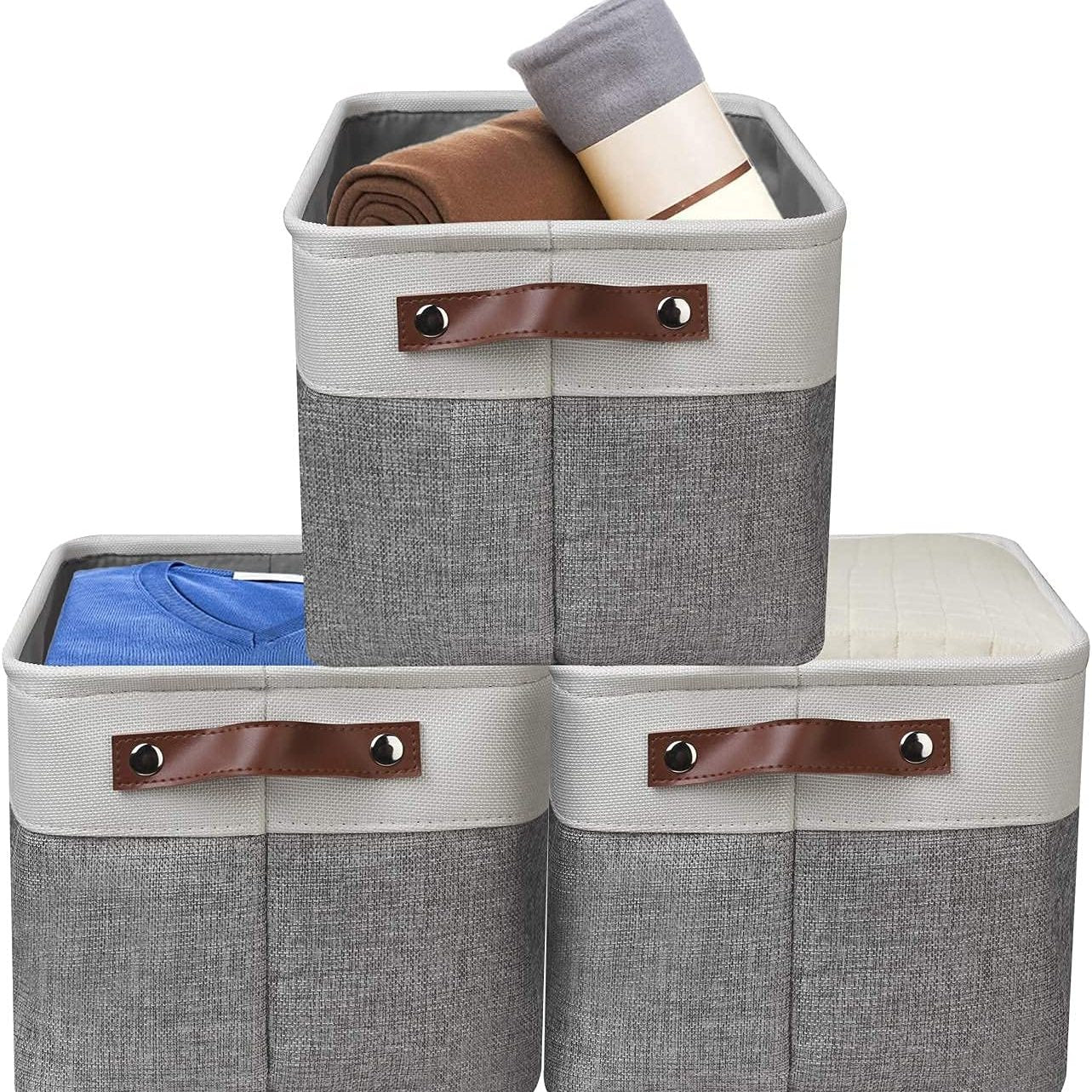 3pcs Fabric Storage Bins for Baby Supplies and Toys