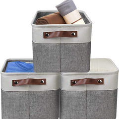 3pcs Fabric Storage Bins for Baby Supplies and Toys