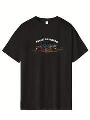 Men's Printed Leisure Sports T-shirt Casual Round Neck Tee Shirt