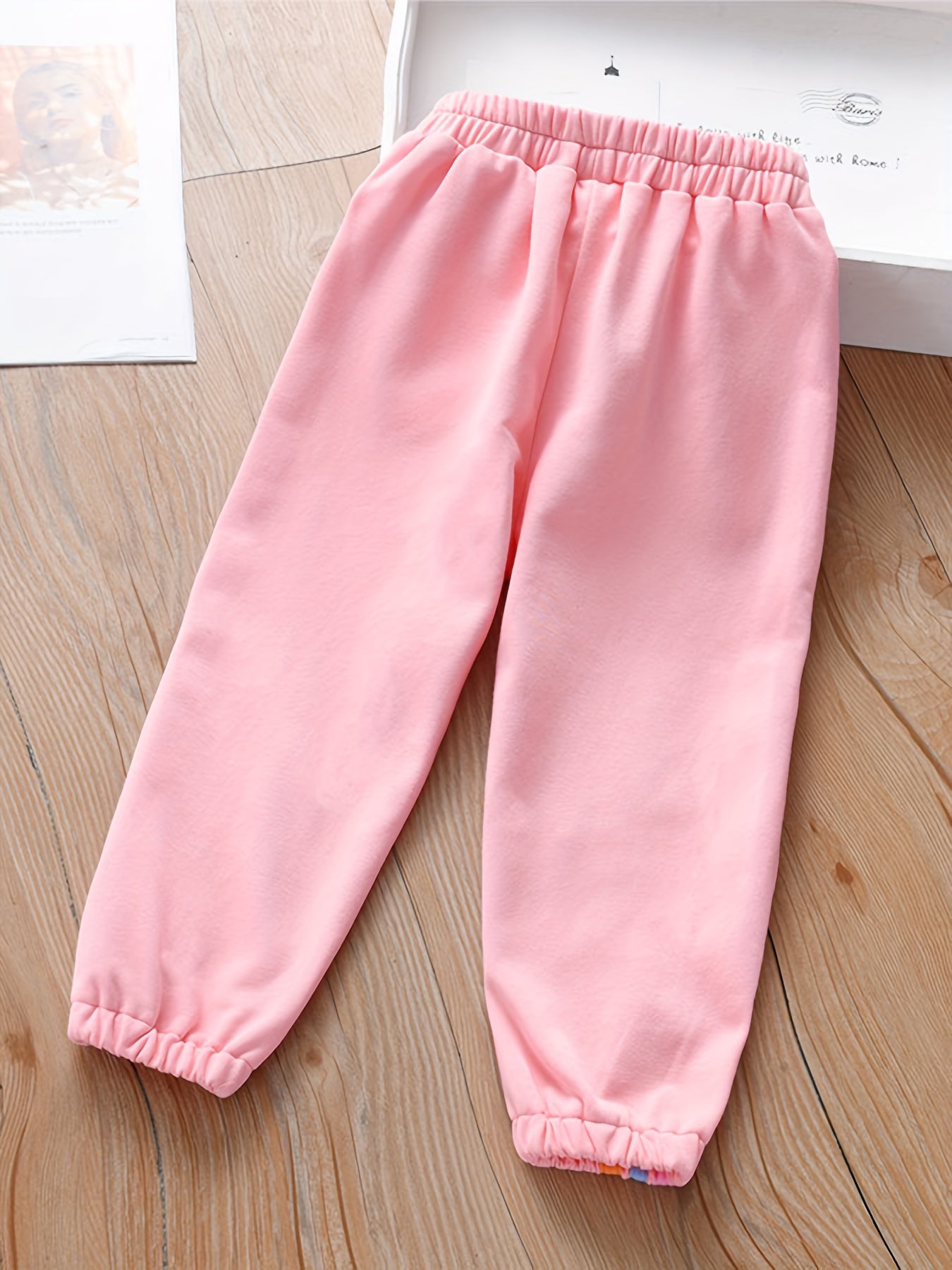 Girls' Embroidery Stripe Active Jogger Pants with Pockets