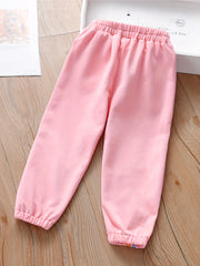 Girls' Embroidery Stripe Active Jogger Pants with Pockets