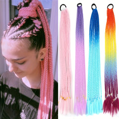 24" 60 Dreadlock Hair Tie Wig Colored Braid Hip Hop Style Elastic