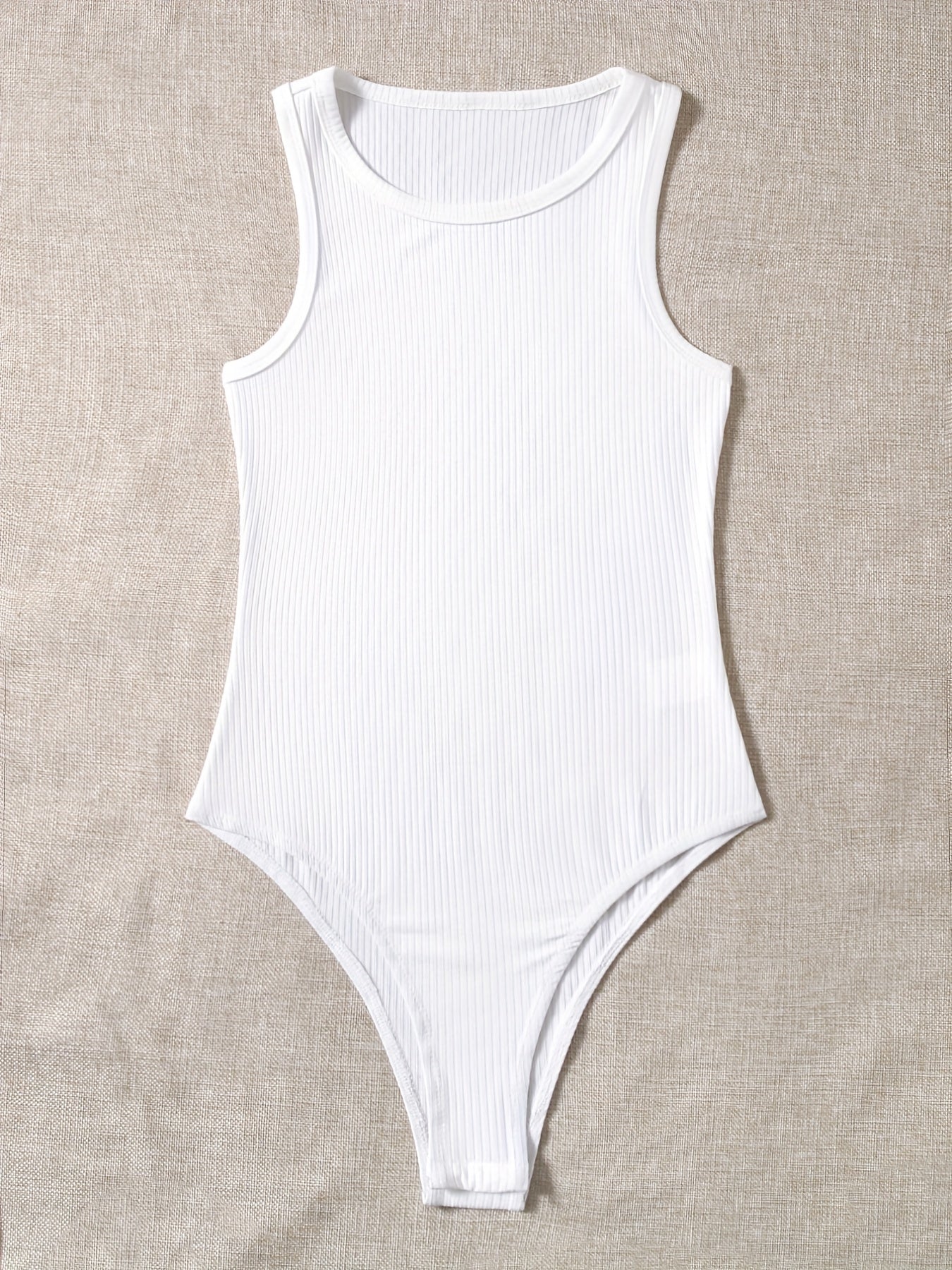 Basic Bodysuit Women's Plus Ribbed Round Neck Bodysuit