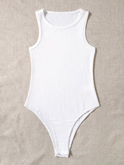 Basic Bodysuit Women's Plus Ribbed Round Neck Bodysuit