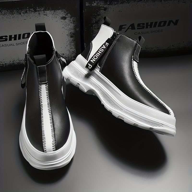 Men's Ankle Boots With Side Zipper Casual Walking Shoes