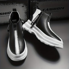 Men's Ankle Boots With Side Zipper Casual Walking Shoes