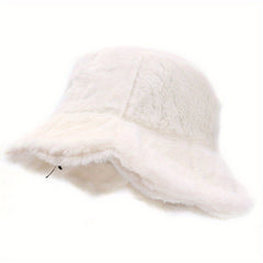 Winter Plush Warm Bucket Hat With Lotus Leaf Edge Men Women