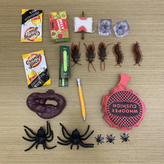 Prank Toys Set - Centipede Giant Spider Finger Ear Fly Gum Fart Mat