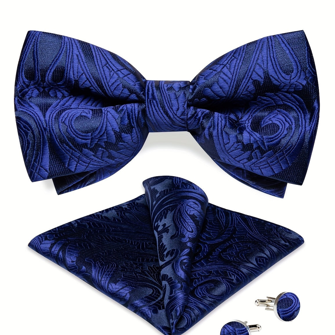 Men's Paisley Silk Bow Tie Set for Wedding Formal Suit