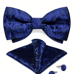 Men's Paisley Silk Bow Tie Set for Wedding Formal Suit