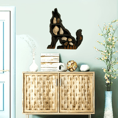 Wolf Shaped Crystal Storage Rack Wooden Wall Mounted Display Organizer