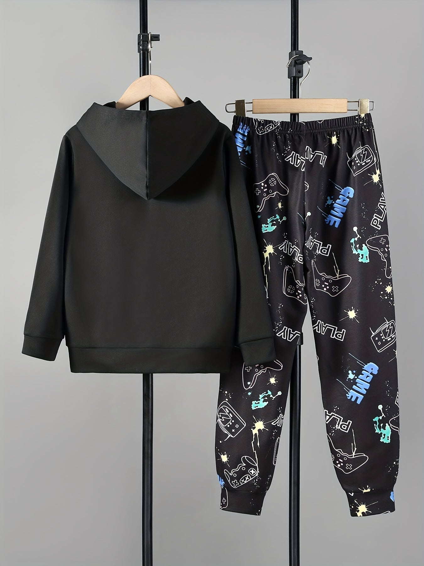 Boy's Gamepad Graffiti Hoodie & Sweatpants Set