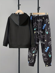 Boy's Gamepad Graffiti Hoodie & Sweatpants Set
