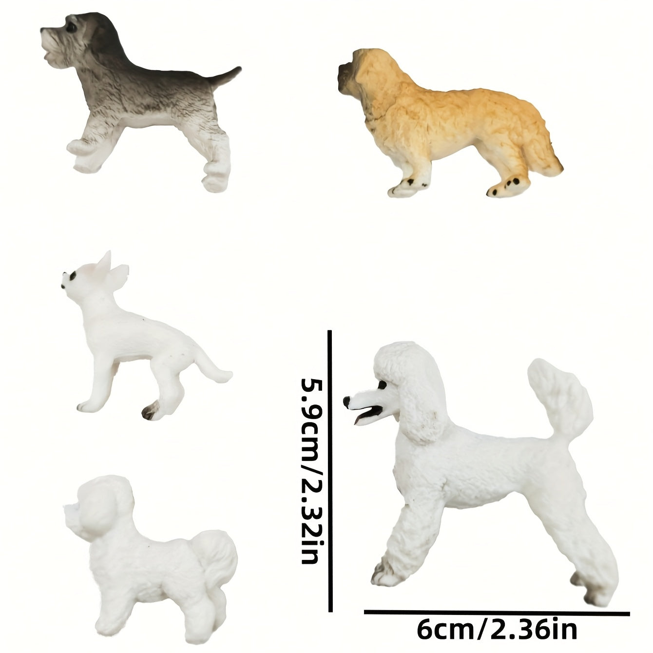 Realistic Dog Figurine Chihuahua Poodle Shih Tzu Maltese Pug Durable PVC Collect