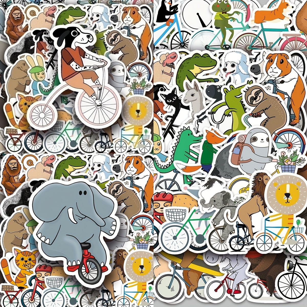 50pcs Animal Bicycle Series Stickers for Laptop Helmet Water Cup