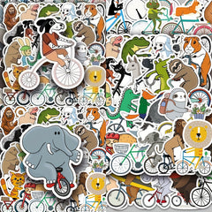50pcs Animal Bicycle Series Stickers for Laptop Helmet Water Cup