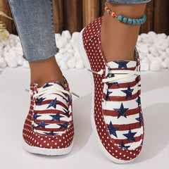 Women's Polka Dot & Star Pattern Canvas Shoes Casual Lace Up Outdoor Shoes