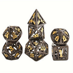 7pcs Hollow Metal Polyhedral Dice Set RPG Digital Teaching Collection