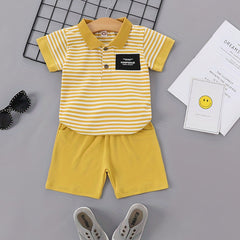 2pc Little Boy Cotton Polo Shirt & Shorts Set