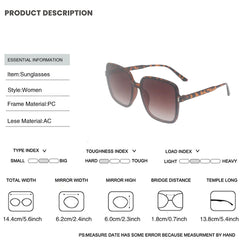 Oversized Square Frame Sunglasses for Women Men Gradient Lens Beach UV400