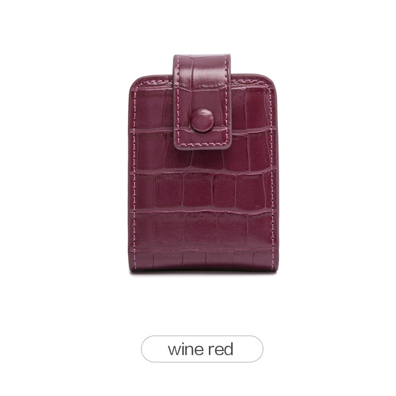 Mini Lipstick Bag with Mirror Crocodile Embossed Cosmetic Case