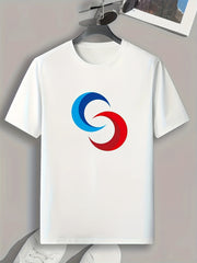 Red Symbol Print Men's Graphic Tee for Summer