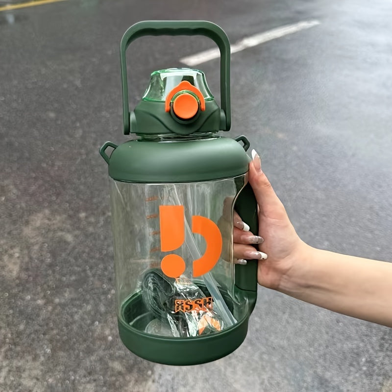 2200ml Letter Printed Water Bottle Portable Flip Top Plastic Water Cup