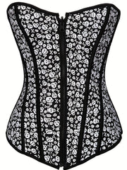 Skull Print Strapless Corset Tummy Control Slimmer Zipper Body Shaper