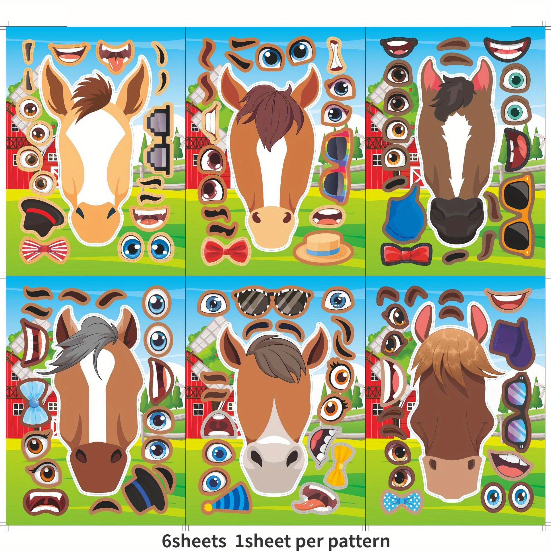 12pcs Elf Horse DIY Stickers for Holiday Party Decorations