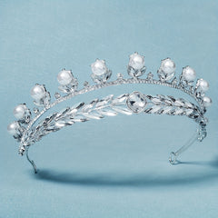 Crown Hair Band Rhinestone & Faux Pearl Decor Headband Bridal Wedding Headwear