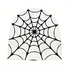 Y2K Gothic Spider Web Pattern Knit Hat For Men Unisex