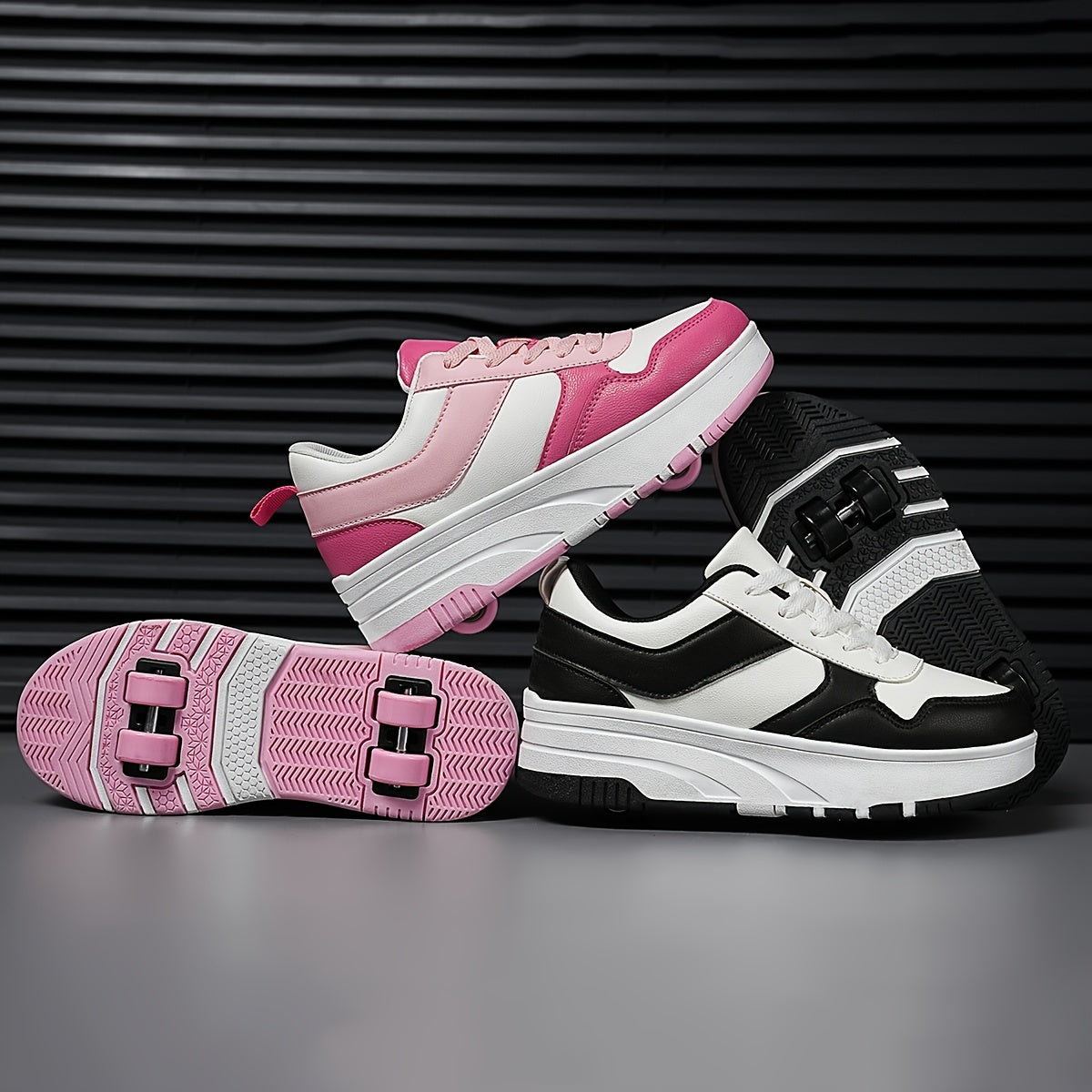Girl's Roller Shoes Lace Up Comfy Detachable Wheel Skate Sneakers