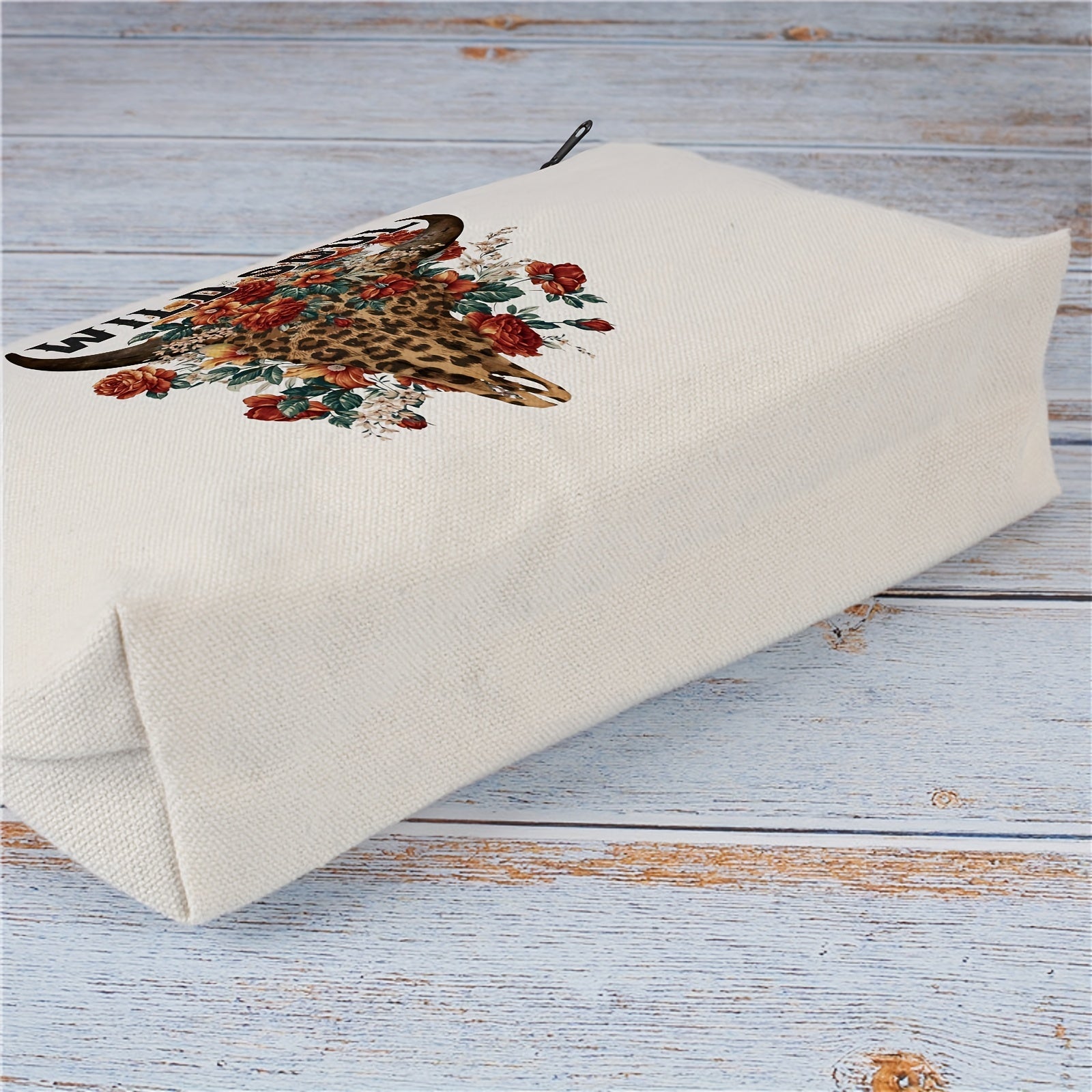 Leopard Floral Makeup Bag Toiletry Pouch for Women Girls