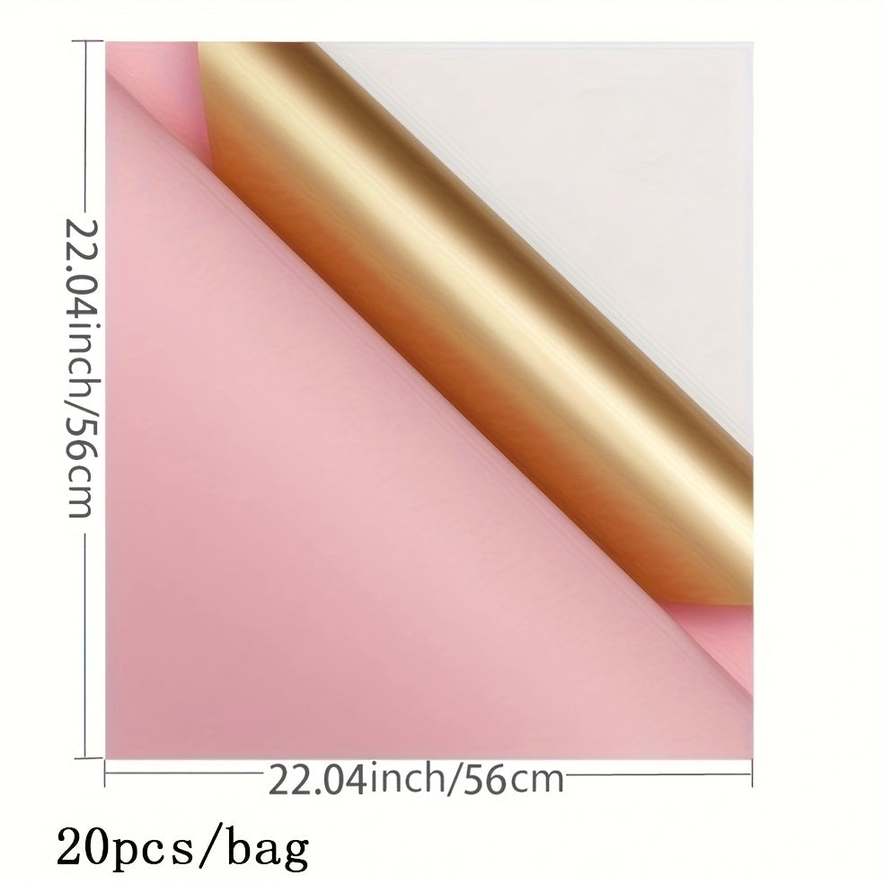20pcs Two Tone Bronze Printed Waterproof Flower Wrapping Paper