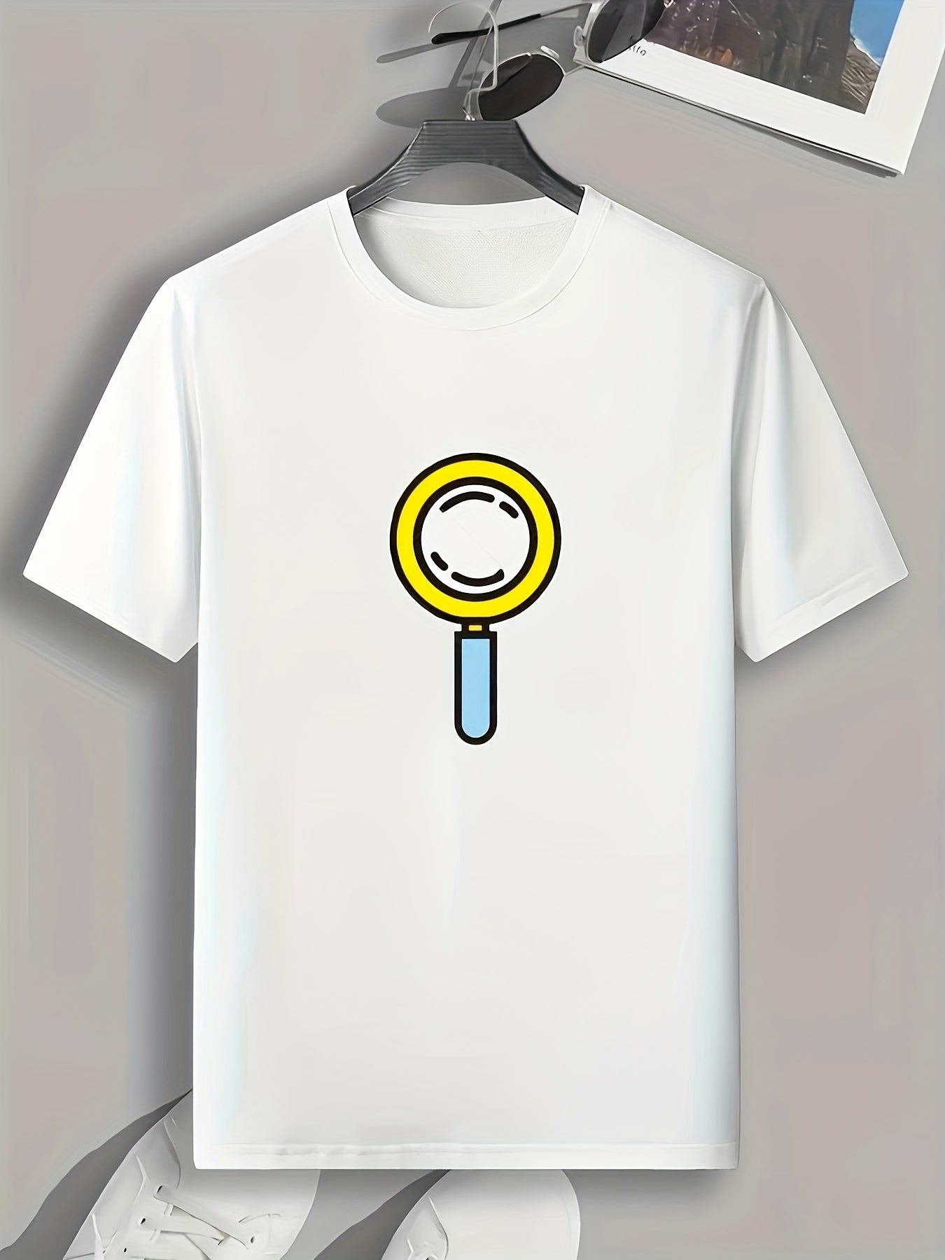 Handheld Fan Print Men's Graphic T shirt for Summer