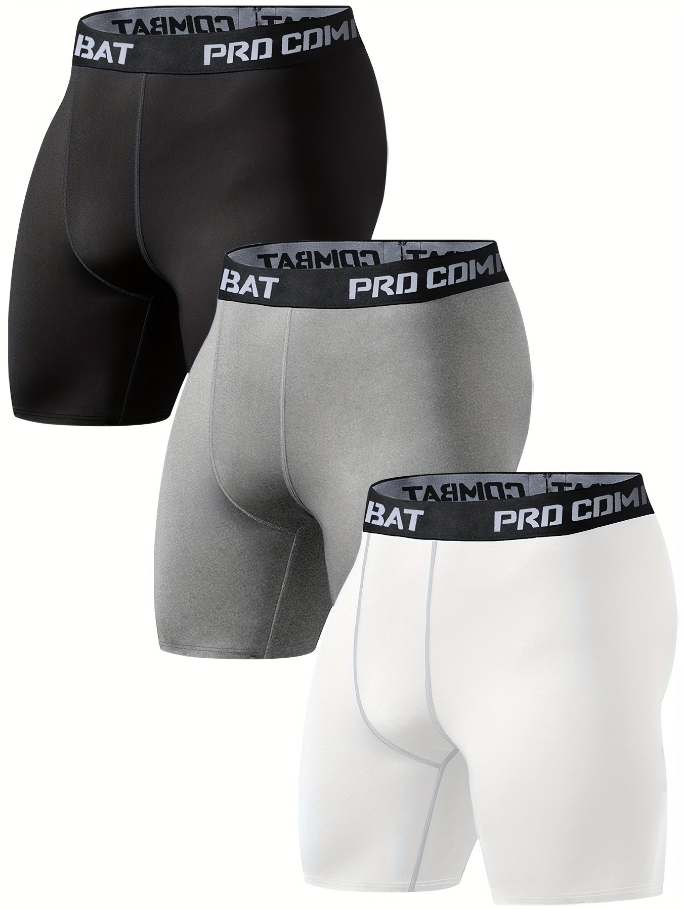 3pcs Men's Compression Shorts High Stretch Base Layer for Sports Gym