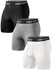 3pcs Men's Compression Shorts High Stretch Base Layer for Sports Gym