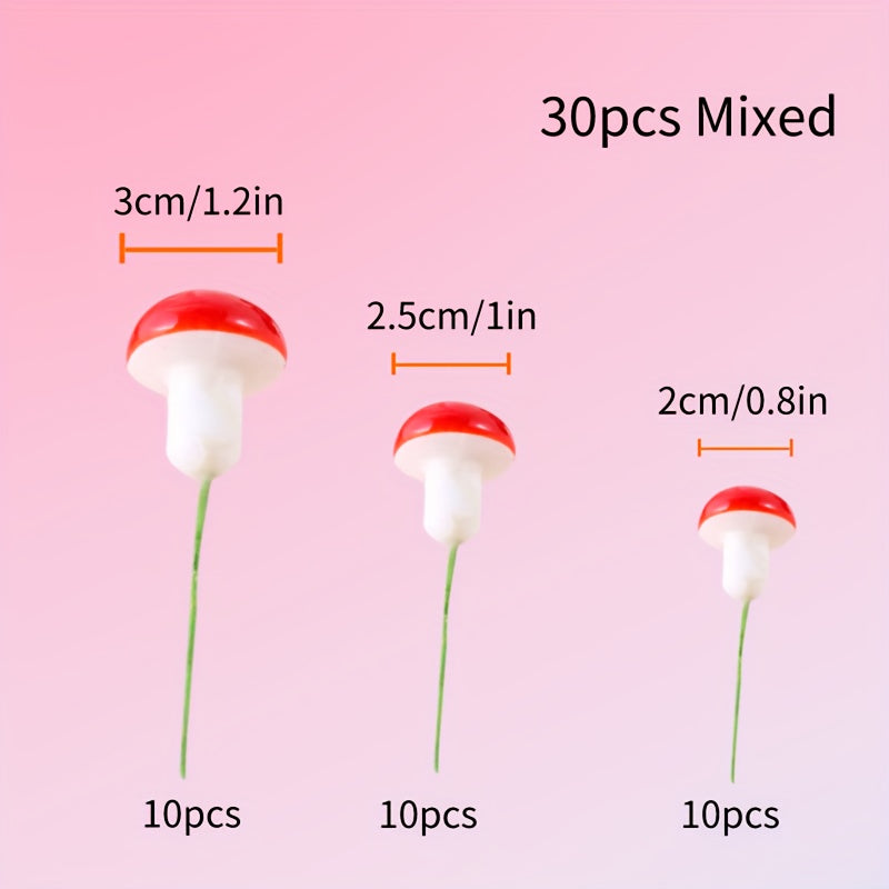 30pcs Colorful Mini Foam Mushrooms DIY Christmas Decorations