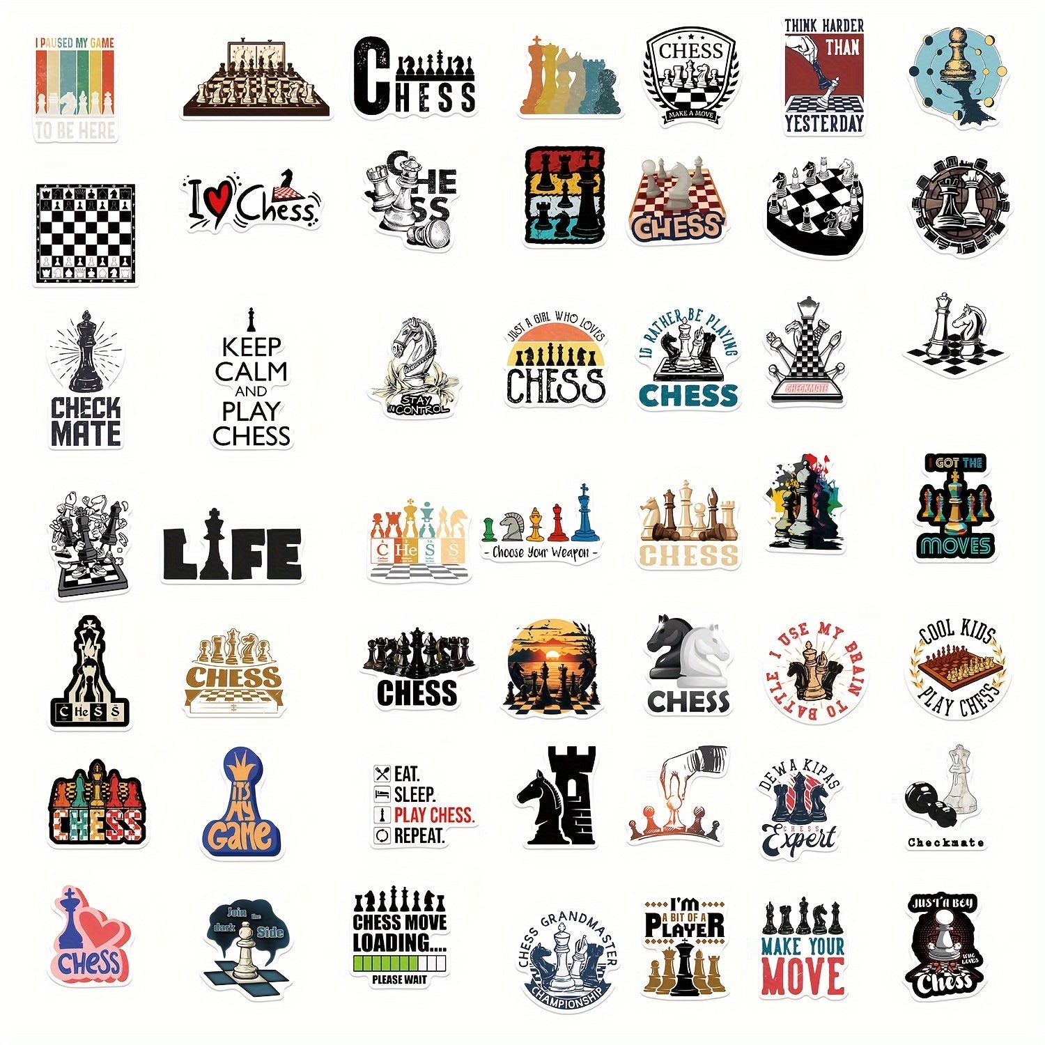 50pcs Cartoon Chess Game Stickers for Laptop Water Cup Decal