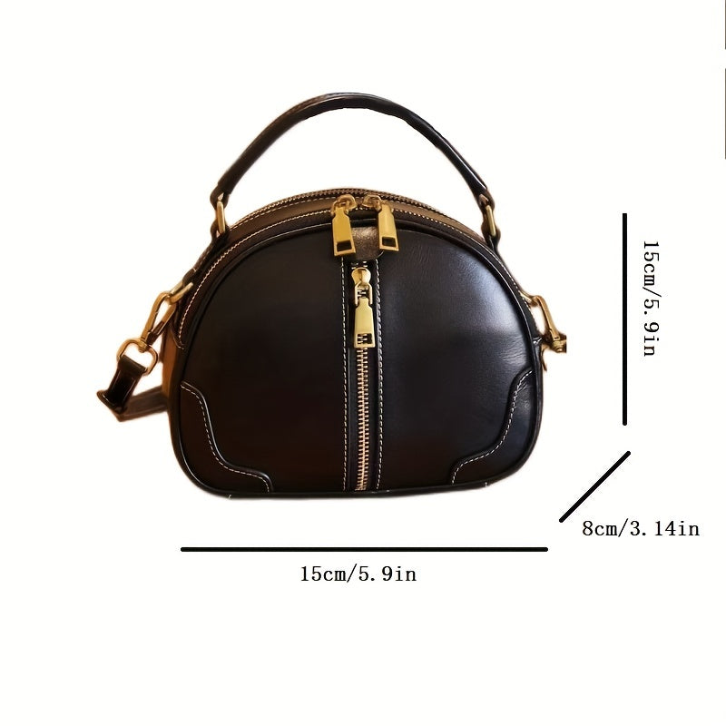 Leather Crossbody Bag Small Zipper Shoulder Purse