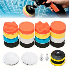 30pcs 7.62cm Car Polishing Pad Sponge Buffing Kit with Drill Adapter