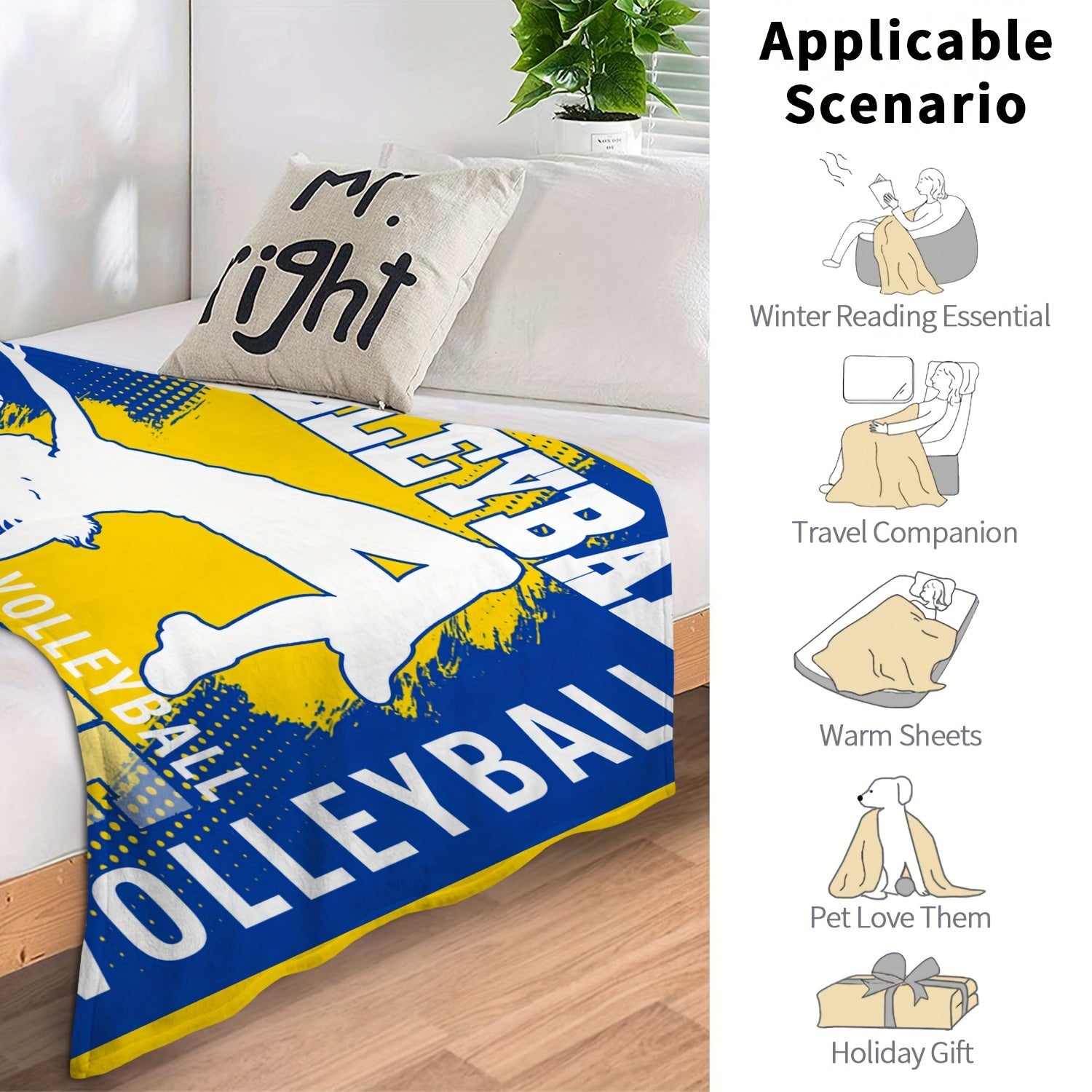 Volleyball Sports Throw Blanket Flannel Warm Blanket for Couch