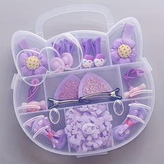 Girls Hair Accessories Set: Clips & Ties, Bow Flowers Cat Ear Hairpin