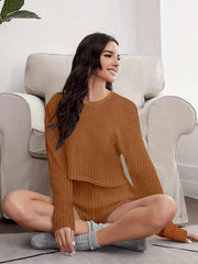 Ribbed Crop Top & Shorts Pajama Set
