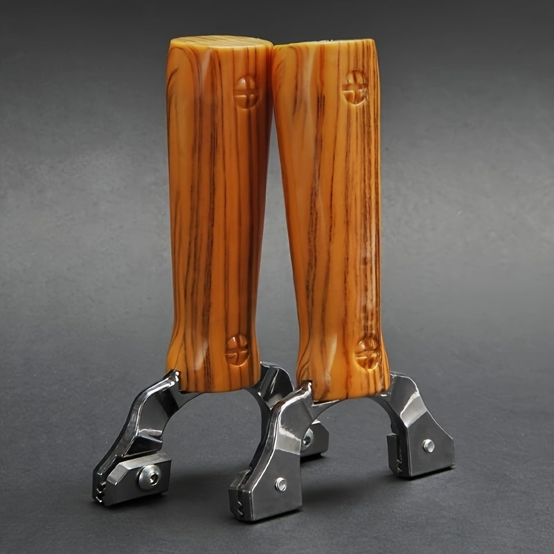 Alloy Slingshot Toy with Wood Grain Handle for Outdoor Play