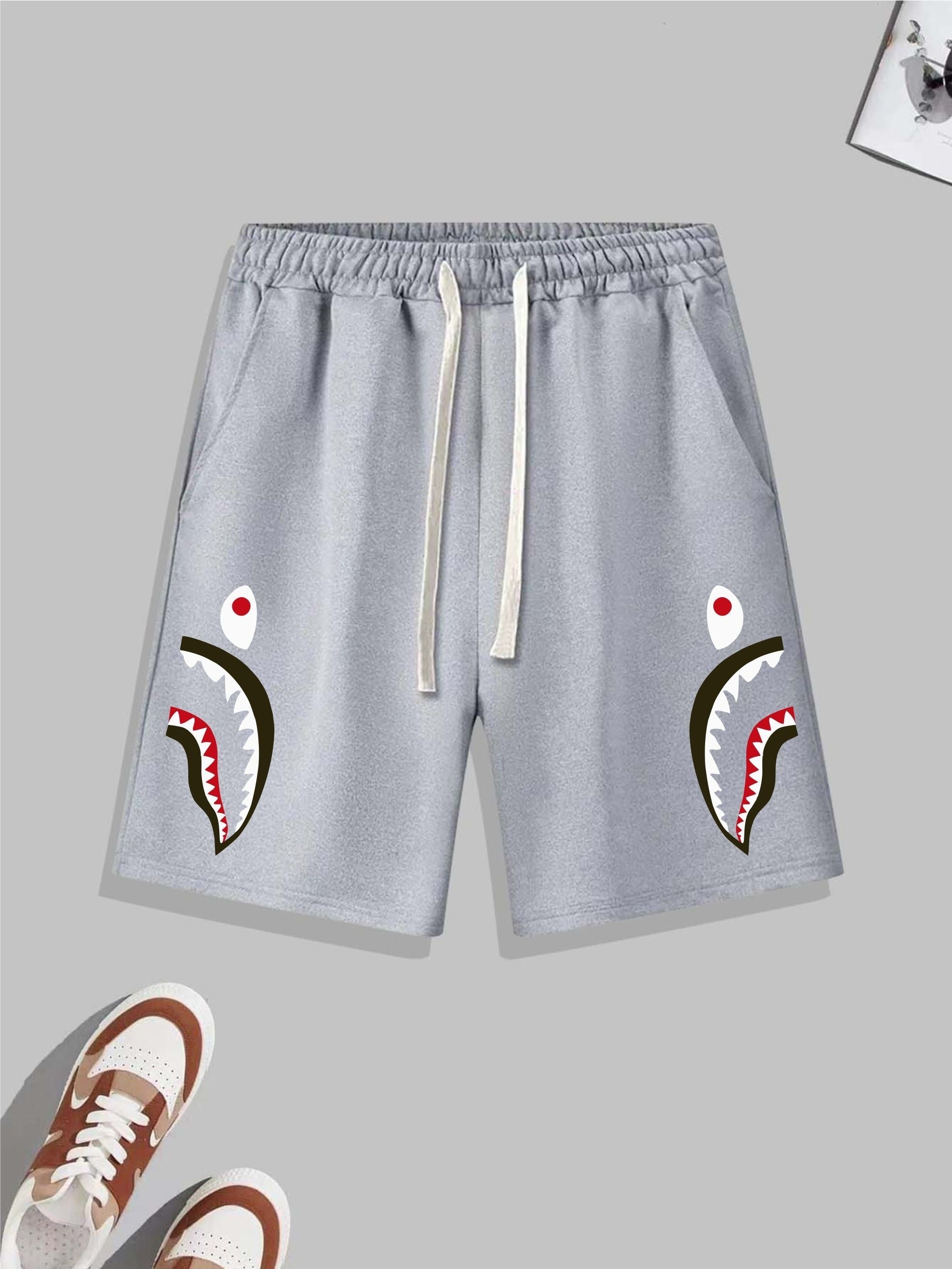 Cartoon Print Men's Summer Shorts Casual Loose Drawstring Father's Day Gift