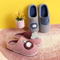 Men's Cartoon Fleece Slippers Cozy Warm Non Slip Comfy Indoor Winter
