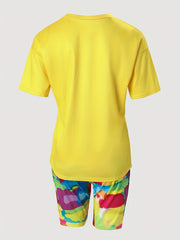 Casual Two Piece Letter Print T-shirt & Shorts Set