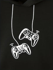 Boy's Gamepad Print Hoodie & Pants Set Spring Fall Outfits